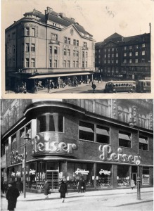 Frommer-Bauten: Warenhaus „Textilia“ Ostrava, Seidenhaus „Leiser“ Berlin. Quelle: privat.