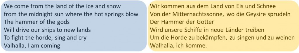 1. Strophe "Immigrant Song"